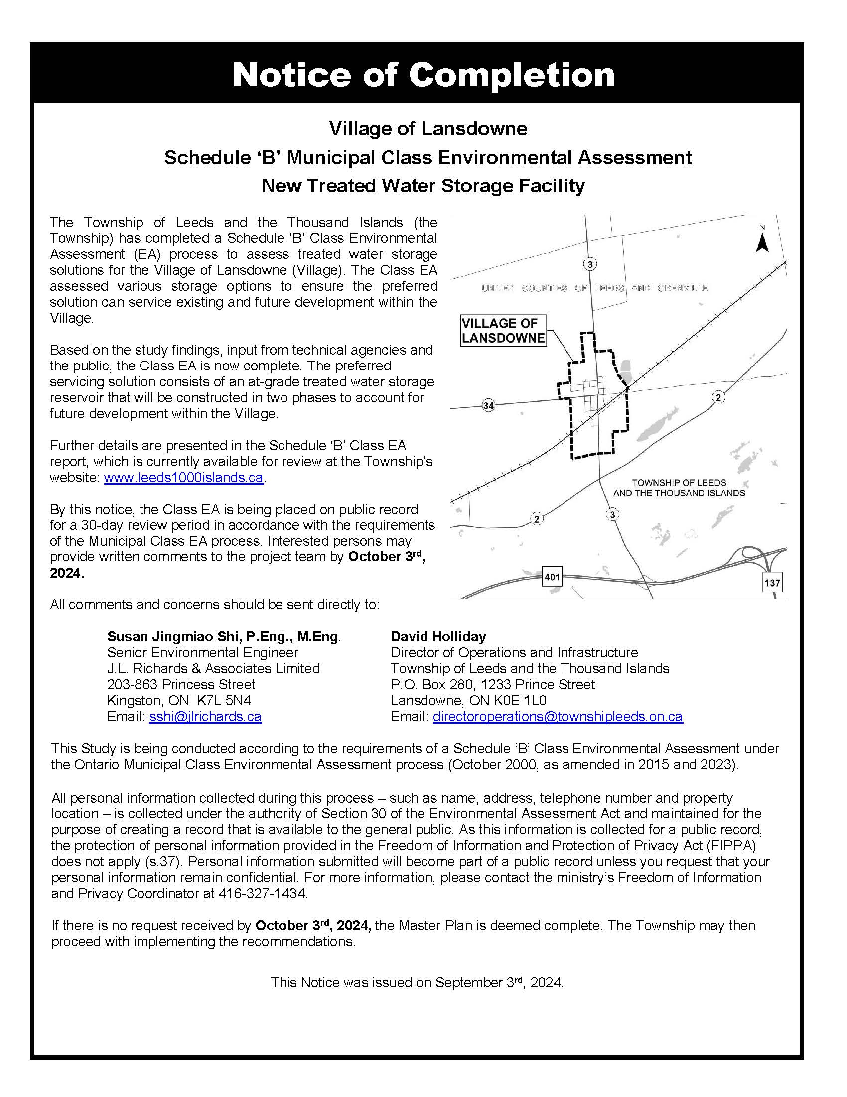 Project completion Notice